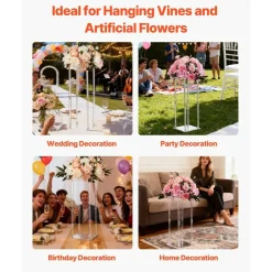 Clear Acrylic Round Cube Centerpiece Flower Stand, 10-Piece Event Decor