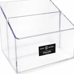 Clear Acrylic 2-Section Organizer, Remote Holder & Multi-Functional Makeup, Brush, Pen & Pencil Storage Solution, for The Home, Bathroom, Office, Child’s Desk (2-Section, Clear)