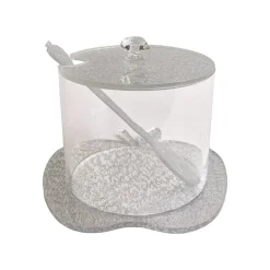 Clear and Glittery Combination Lucite Honey Dish with Spoon