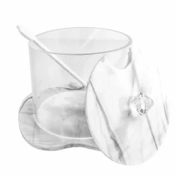 Clear and Glittery Combination Lucite Honey Dish with Spoon