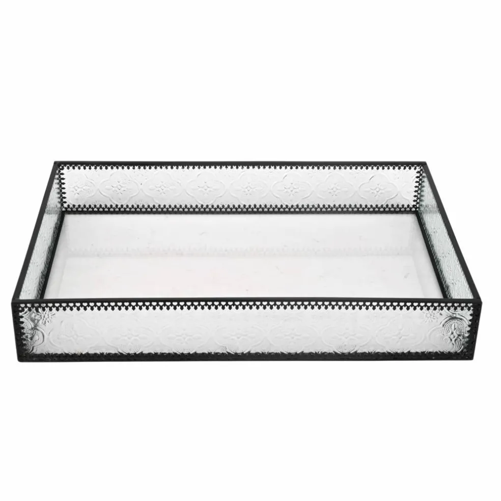12" Clear Etched Rectangle Glass Tray by Ashland®