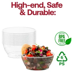Clear Floral Round Disposable Plastic Soup Bowls - 10 oz. (240 Bowls)