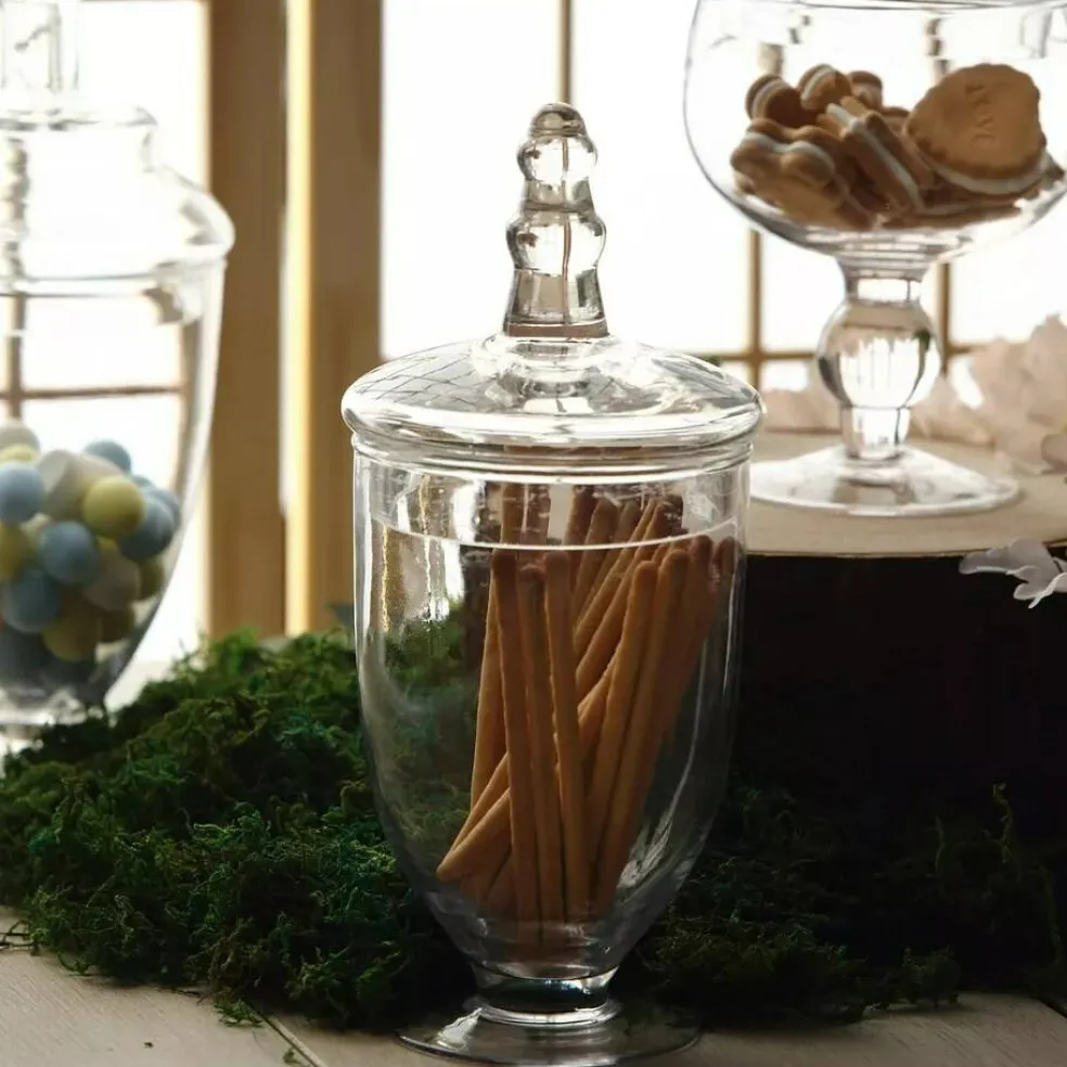 3 Clear Glass Apothecary Jars Containers with Lids Dessert Party Decorations