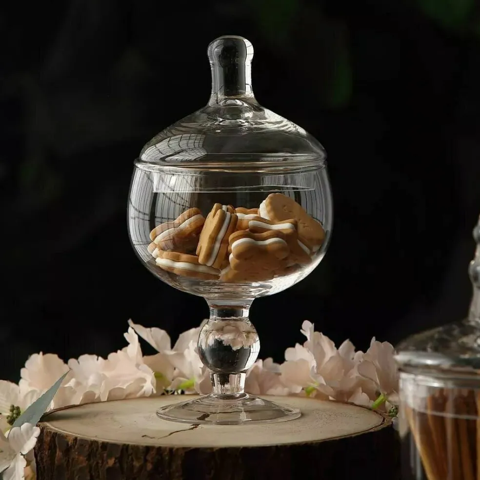 3 Clear Glass Apothecary Jars Containers with Lids Dessert Party Decorations