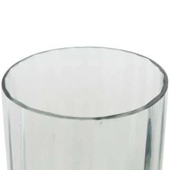Clear Glass Ribbed Fluted Decorative Candle Holder with Elevated Base