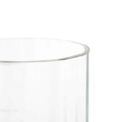 Clear Glass Ribbed Fluted Decorative Candle Holder with Elevated Base