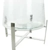 16" Clear Glass & Stainless Steel Hurricane Candle Holder