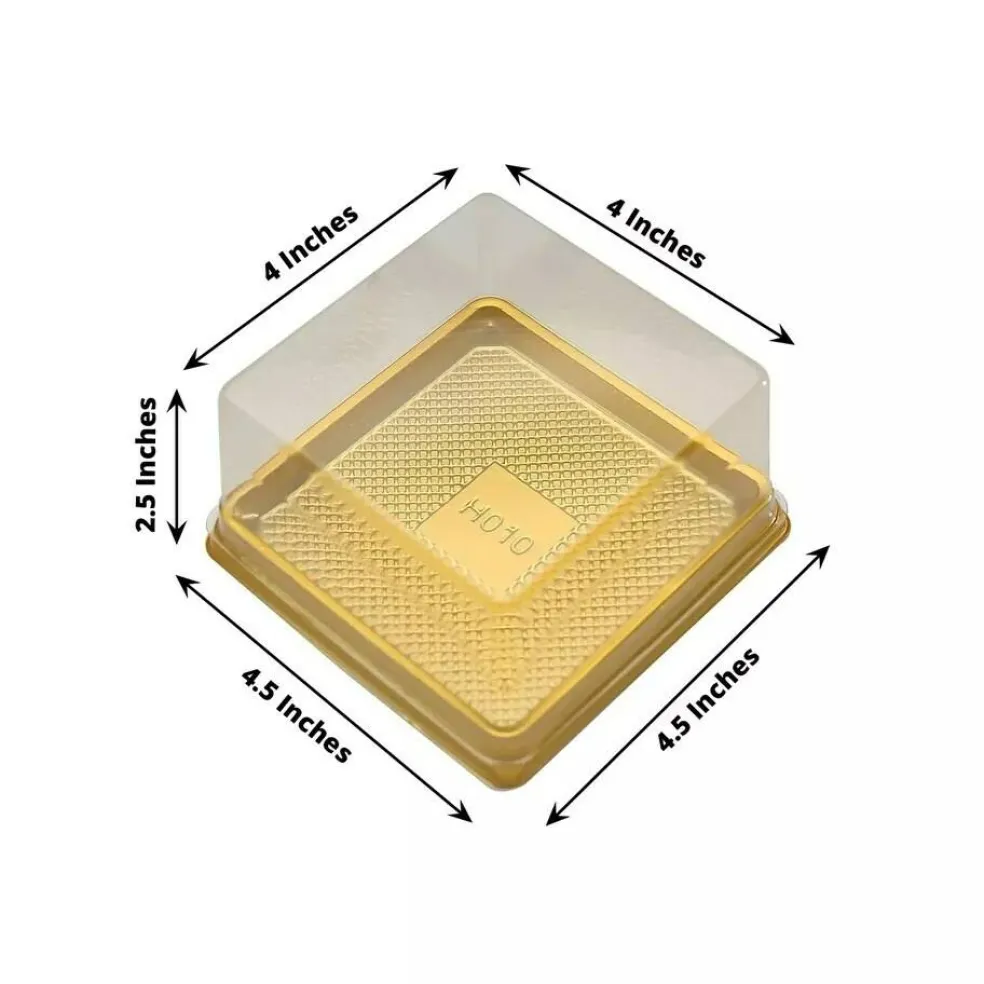 Clear Gold 50 Square 4" Plastic Mini Dessert Favor Boxes Cupcake Holders Party