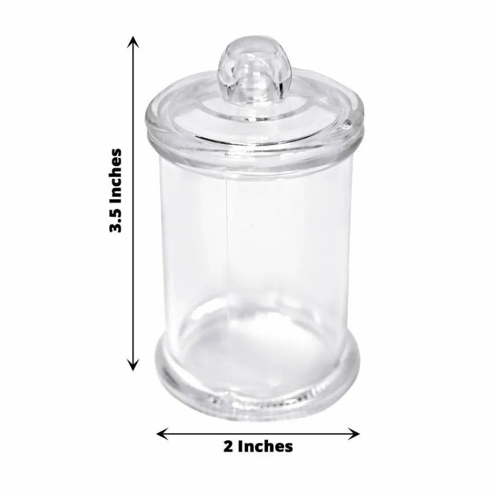 12 Clear 3.5" Mini Candy Jars Lids FAVOR HOLDERS