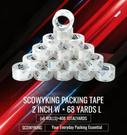 Clear Packing Tape Refills Heavy Duty,6 Pack,2.7 Mil,2