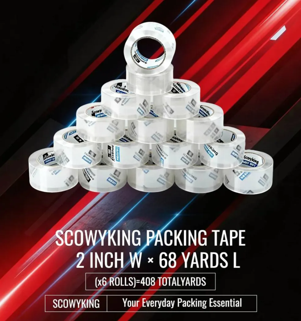 Clear Packing Tape Refills Heavy Duty,6 Pack,2.7 Mil,2"×68 Yd