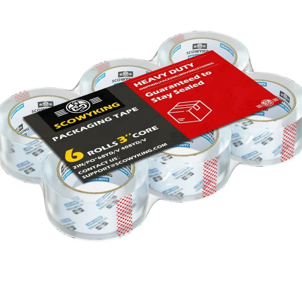 Clear Packing Tape Refills Heavy Duty,6 Pack,2.7 Mil,2"×68 Yd