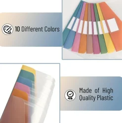 Clear Plastic Envelopes with Snap Closure (Multiple Colors) 10 Pack A4