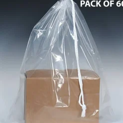 Clear Poly Bag with Single Drawstring & 3