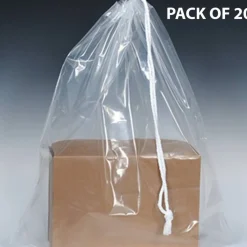 Clear Poly Bag with Single Drawstring & 3