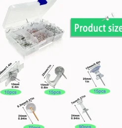 Clear push pins set 200 pcs transparent thumbtacks and hooks for cork boards walls maps and bulletin boards 5 styles