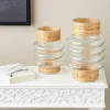 Clear Rattan Wrapped Glass Bubble Vase Set