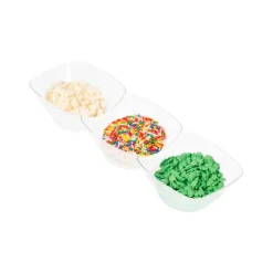 Clear Rectangular 3-Hole Mini Plastic Bowls (240 Bowls)