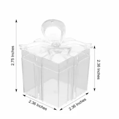 12 Clear 3" Square Bow Top Design Favor Boxes Gift Holders Party Decorations