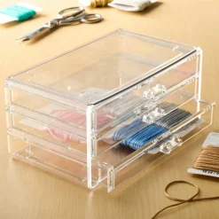 9.5" Clear Stackable 3 Slim Drawer Jewelry Box by Bead Landing™