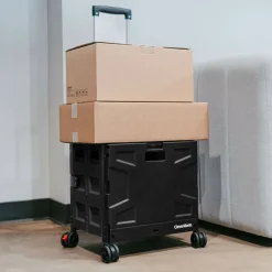 CleverMade® 55L Black Wheeled Trolley Crate