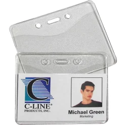 C-Line® Horizontal Vinyl Heavy Duty ID Badge Holders, Box of 100