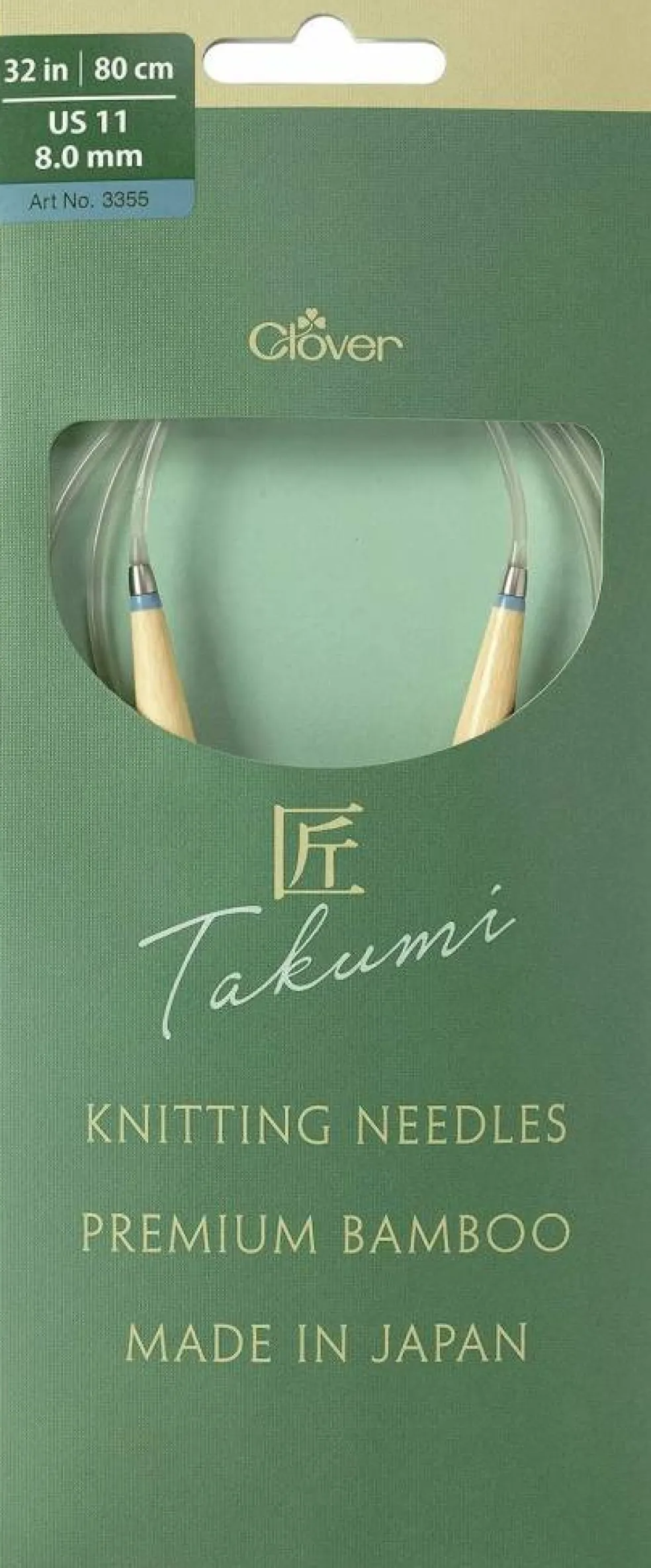 Clover Takumi Pro Bamboo Circular Knitting Needles 32"- US 0-15