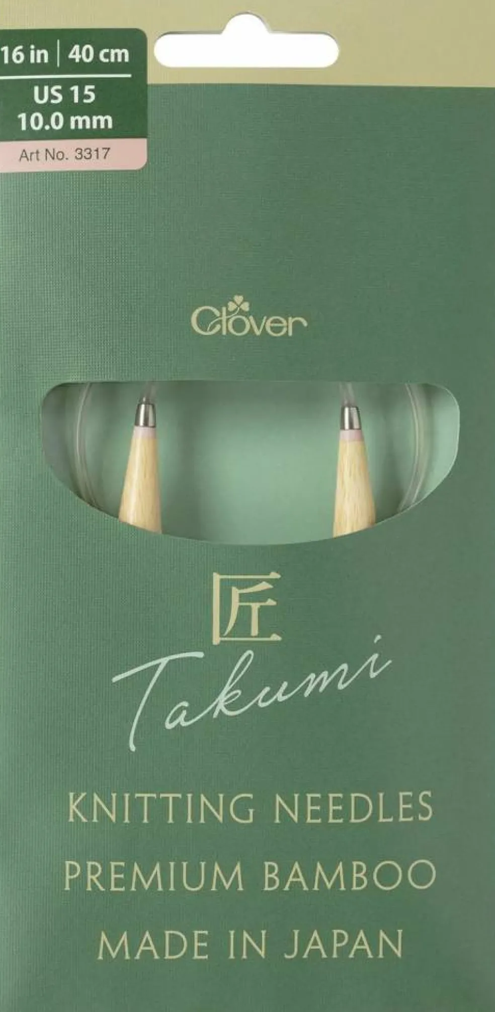 Clover Takumi Pro Bamboo Circular Knitting Needles 16"- US 0-15