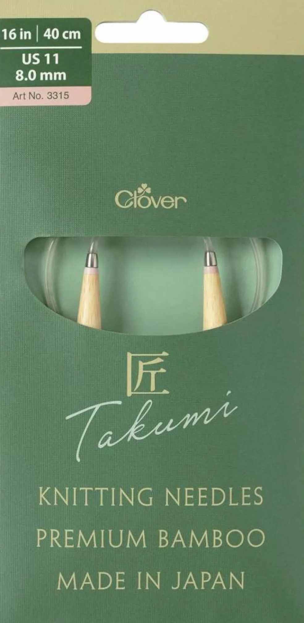 Clover Takumi Pro Bamboo Circular Knitting Needles 16"- US 0-15