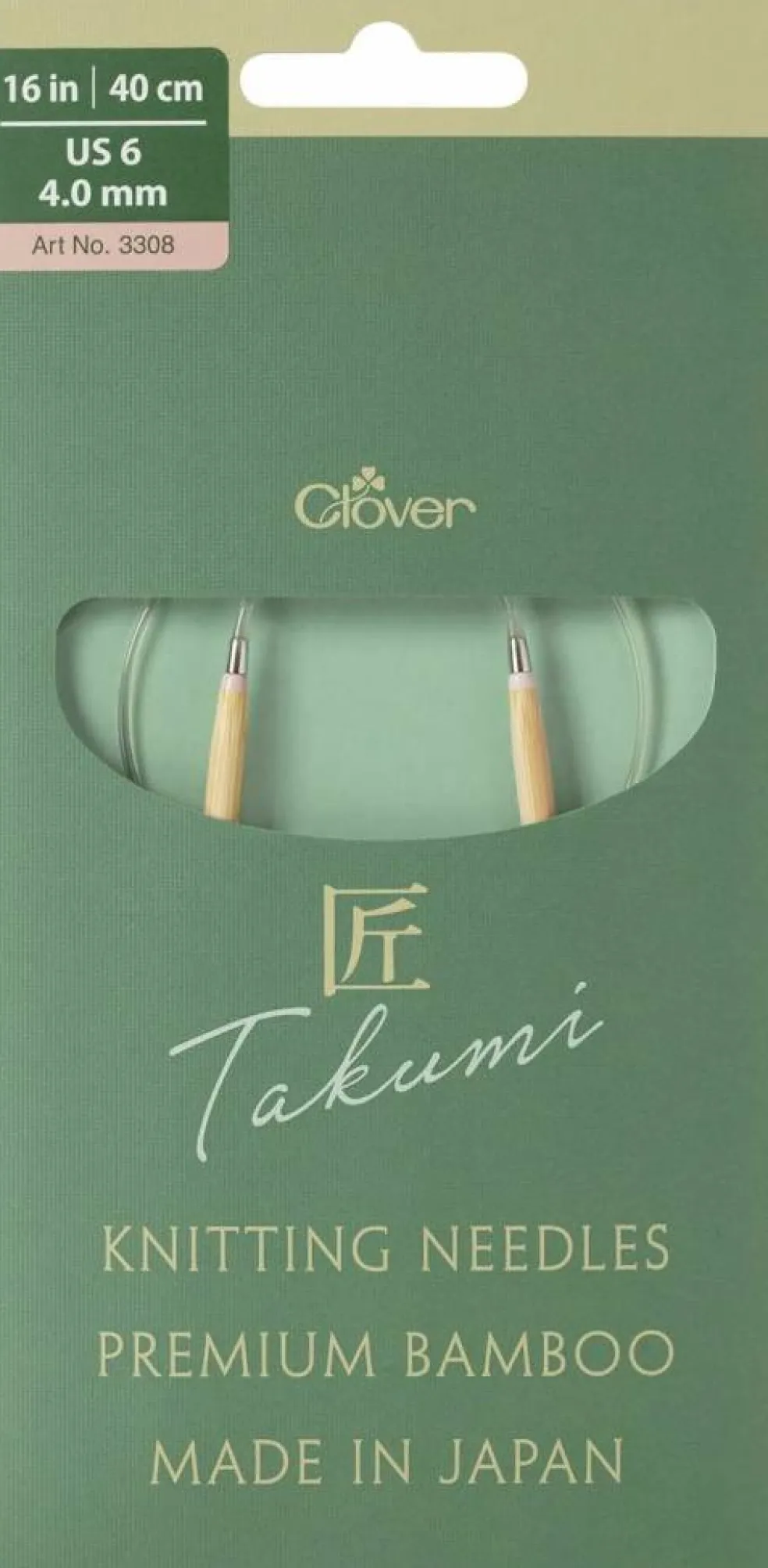 Clover Takumi Pro Bamboo Circular Knitting Needles 16"- US 0-15