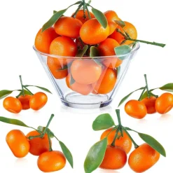 7-Cluster Artificial Mini Oranges – Realistic Faux Tangerines for Kitchen, Dining Table, Fruit Bowls, Party, and Home Décor