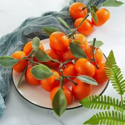 7-Cluster Artificial Mini Oranges – Realistic Faux Tangerines for Kitchen, Dining Table, Fruit Bowls, Party, and Home Décor