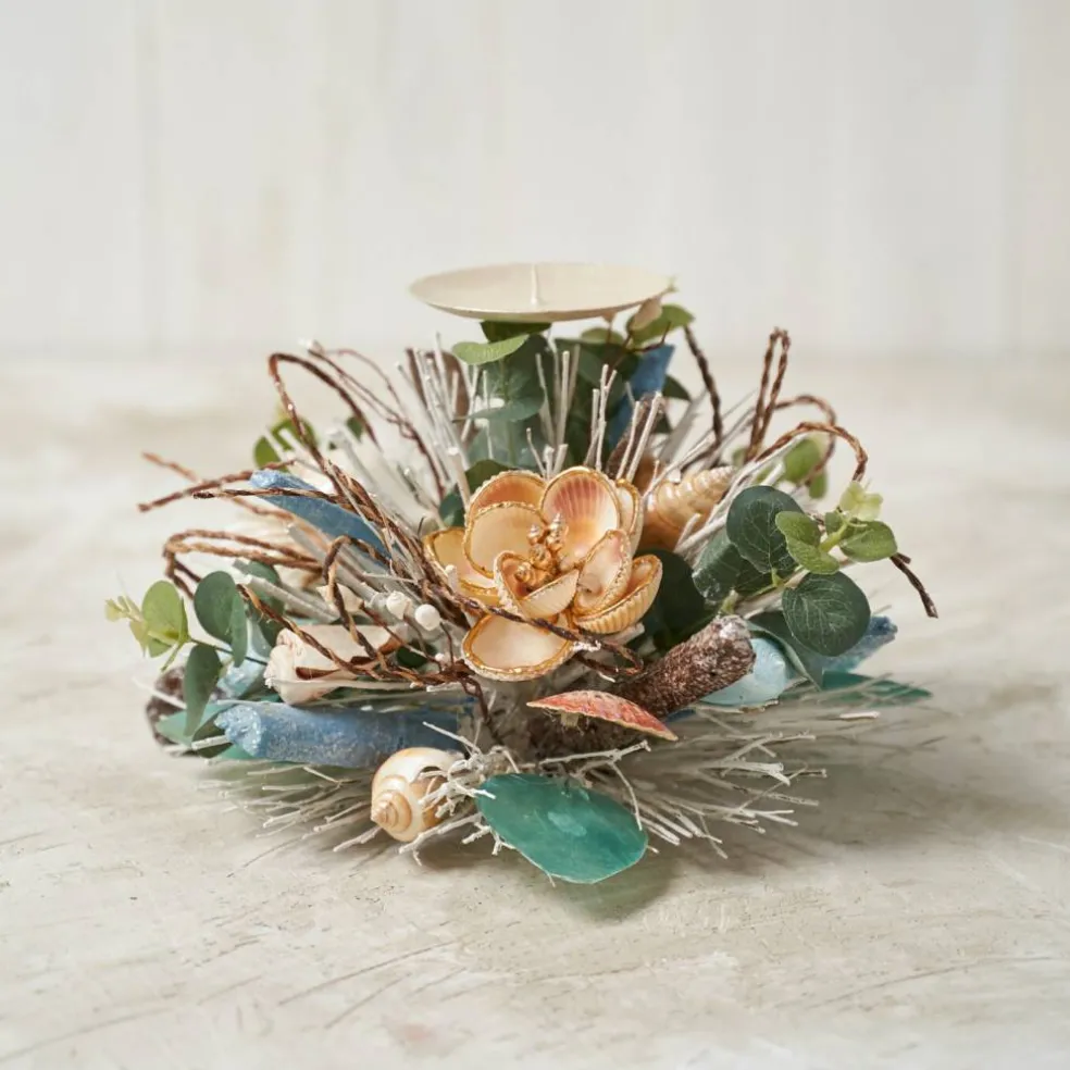 Coastal Shell Single Spike Candle Holder - Handcrafted - Final sale / Non-returnable and Non-refundable