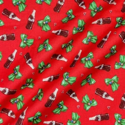 Coca Cola® Red Bottles & Bows Cotton Fabric