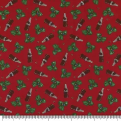 Coca Cola® Red Bottles & Bows Cotton Fabric