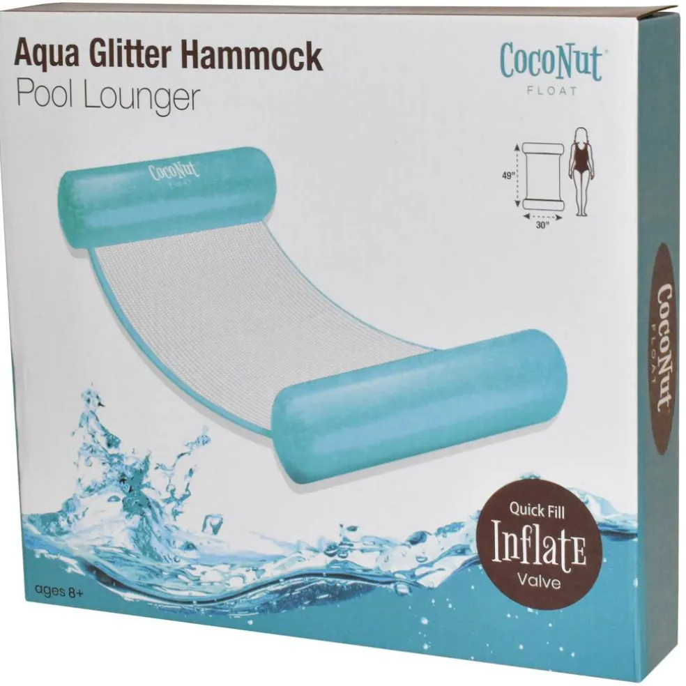 CocoNut Float 4ft. Aqua Glitter Hammock Pool Lounger