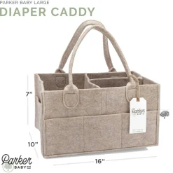 Co. Diaper Caddy - Nursery Storage Bin and Car Organizer for Diapers and Baby Wipes - Oatmeal, Large