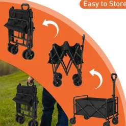 Collapsible Foldable Wagon, Utility Wagon Heavy Duty Garden Cart with Wheels