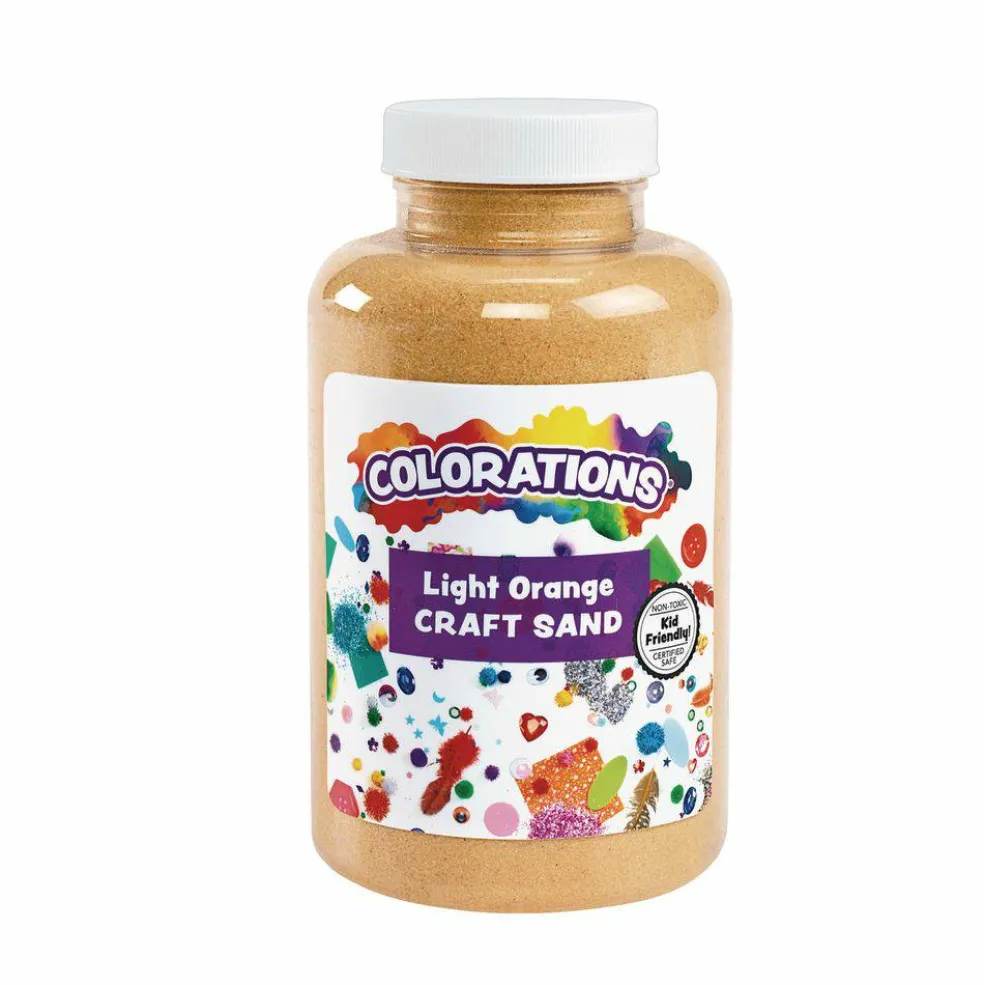 Colorations Colored Sand, 22 oz Jar, Light Orange, Colored Craft Sand