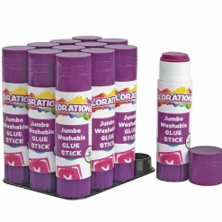 Colorations Jumbo Washable Purple Glue Sticks, Set of 12