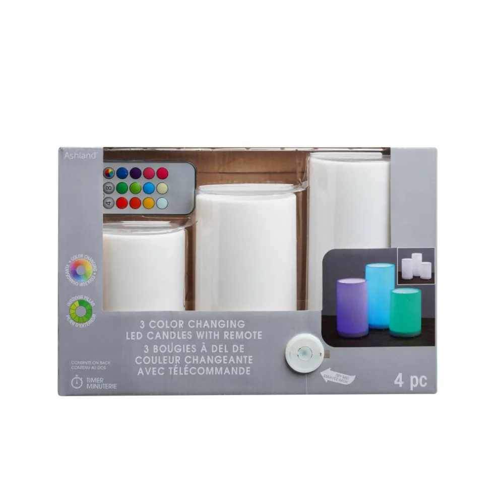 Color Changing 3 Piece Outdoor LED Pillar Candle Set with Remote by Ashland®