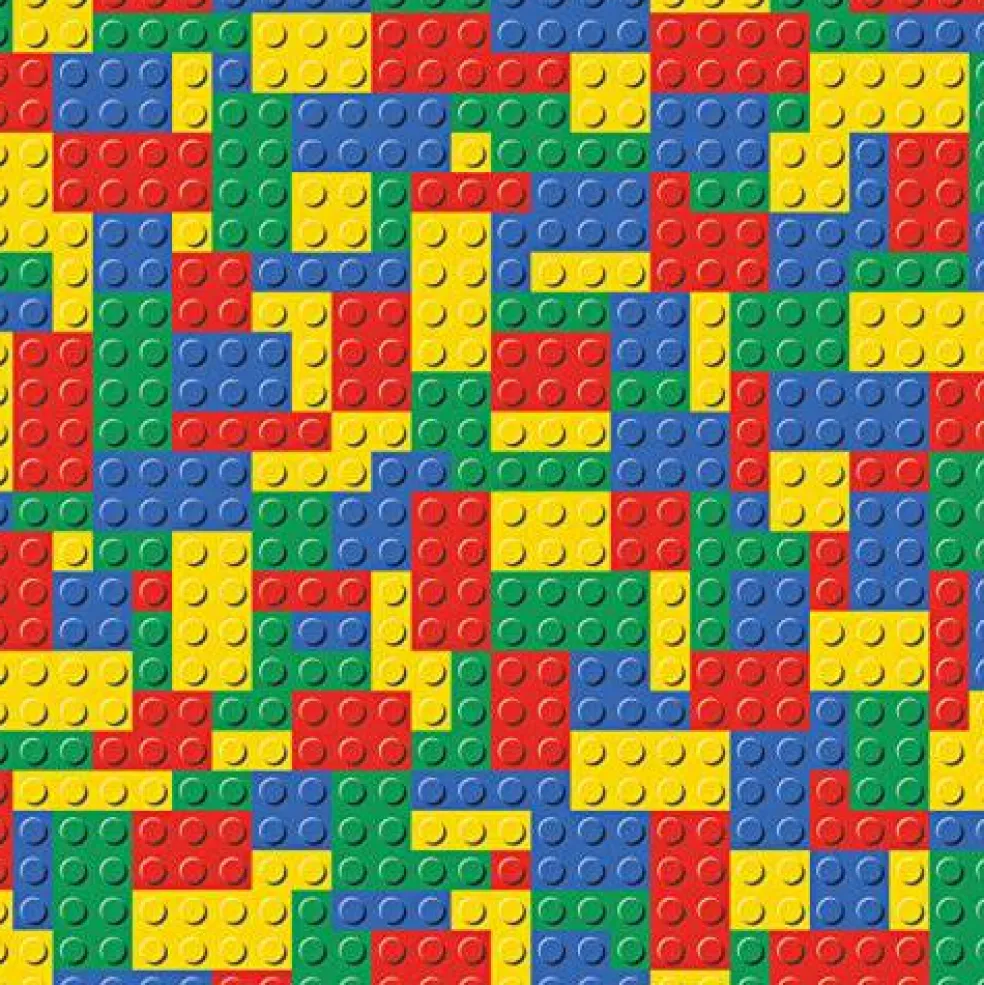 Colorful Building Blocks edible cake topper for 1/4 sheet cake or larger