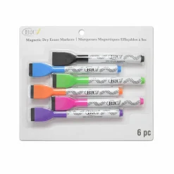 6 Color Magnetic Dry Erase Markers by B2C™