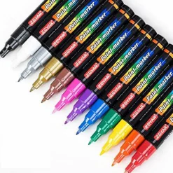 12 colors Acrylic Paint Marker Pens, Extra Fine Point, Nylon Tip, 12 colors, Water based, Expert of rock painting, Water and Fade Resistant, Non-toxic