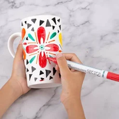 12 colors Acrylic Paint Pens for Porcelain, Professional Ceramic painting, Water-based, Medium Point, Water and Fade Resistant, DIY on Mugs and other Ceramics for Permanent Collection