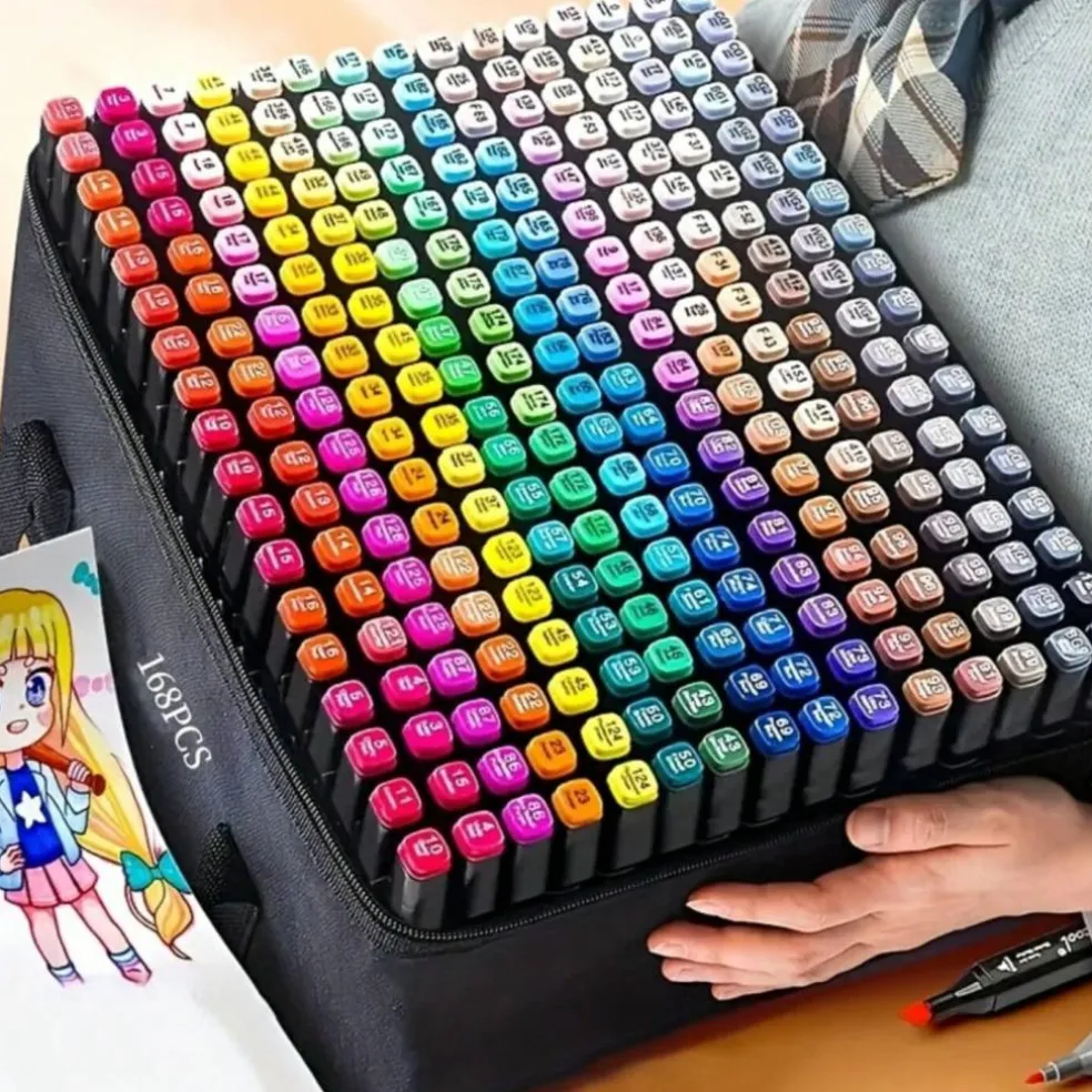 168 Colors Alcohol Markers, Dual-Tips Permanent Art Pen Set 🎨