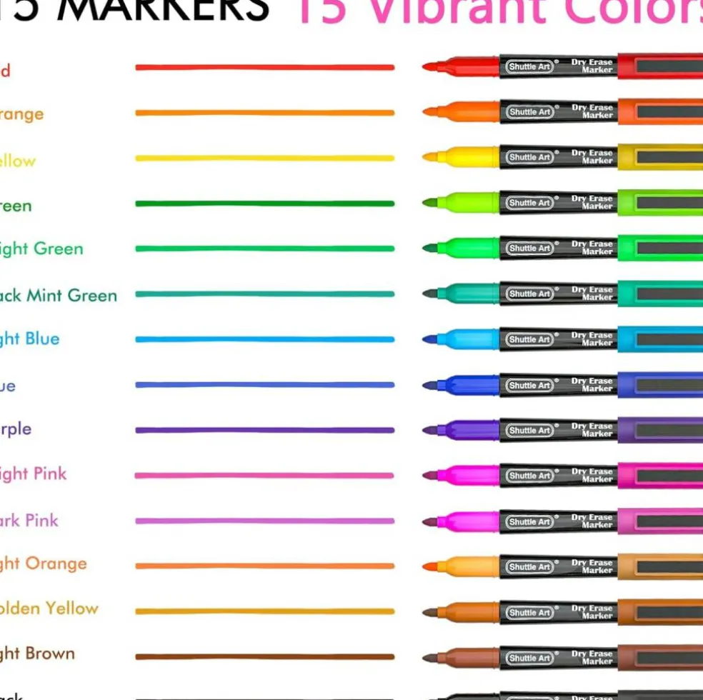 15 Colors Magnetic Whiteboard Dry Erase Markers
