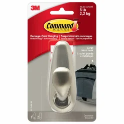 Command™ Large Brushed Nickel Decorative Metal Hook