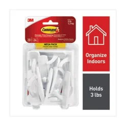 Command 3 lbs. Capacity Medium Plastic General Purpose Hooks - White (20/Pack)