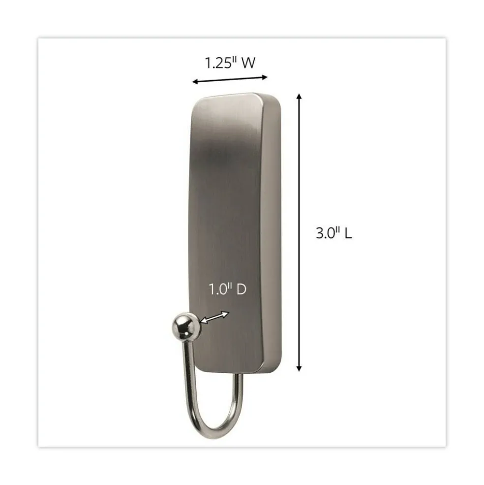 Command 3 lbs. Capacity Metal Decorative Hooks - Medium Brushed Nickel (2/Pack)